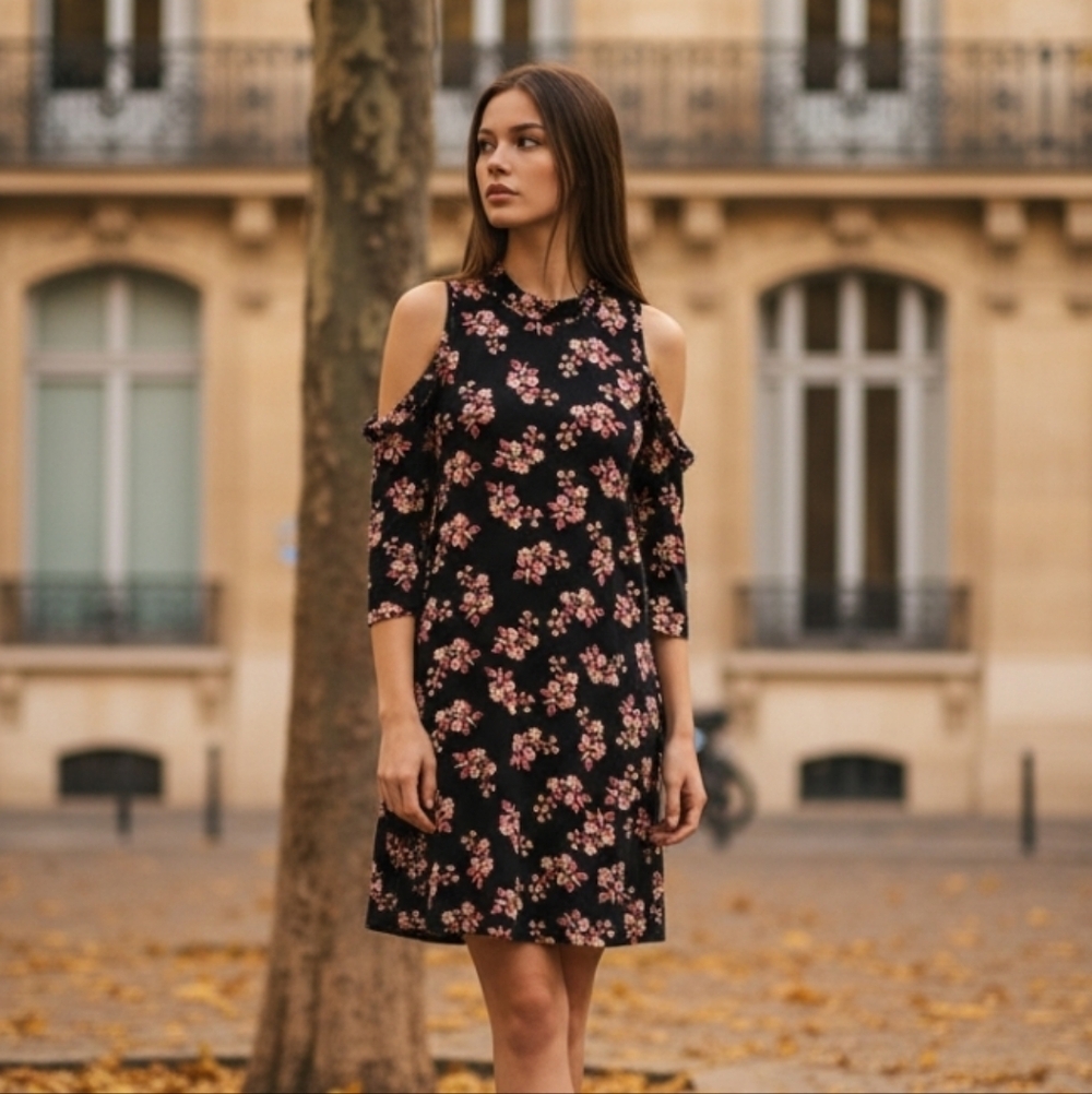 Trixxi Floral Cold Shoulder Dress Size Large